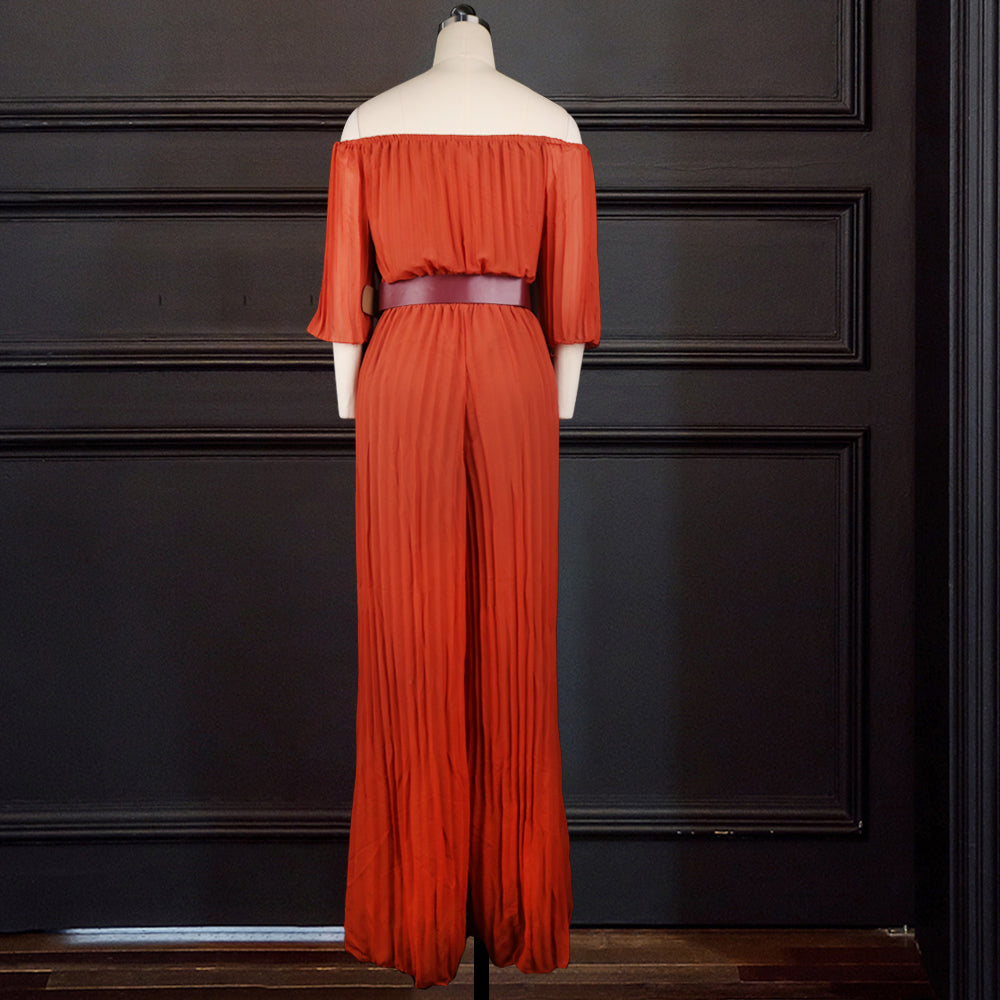 One-Shoulder Pleated Jumpsuit