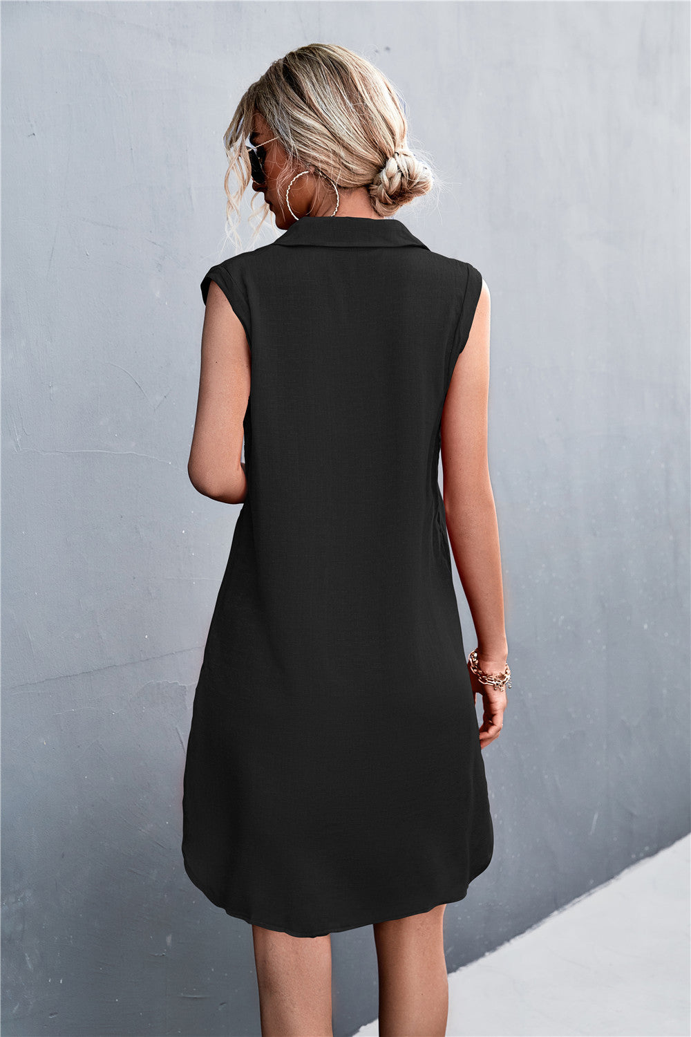 Buttoned Johnny Collar Dress