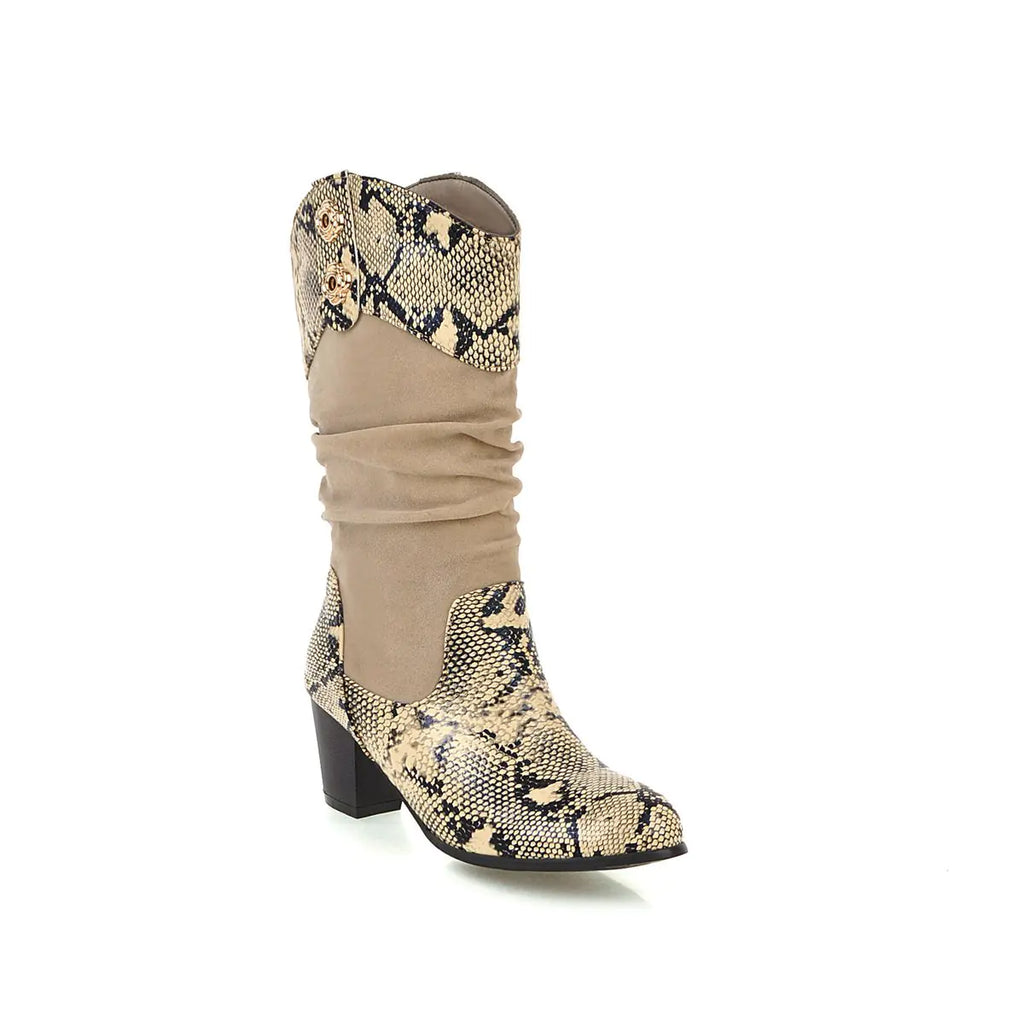 Snake Cowboy Mid-Calf Boots