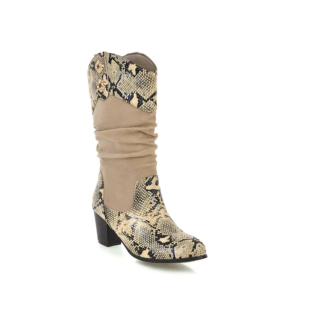 Snake Cowboy Mid-Calf Boots