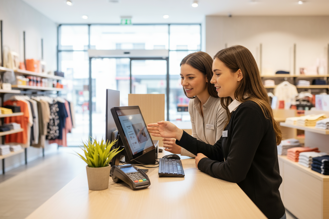 cashier helping shopper