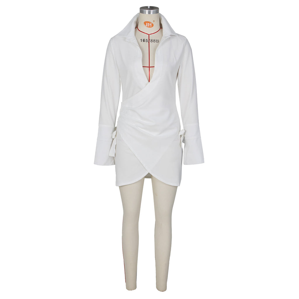 Plunge Mini Shirt Dress