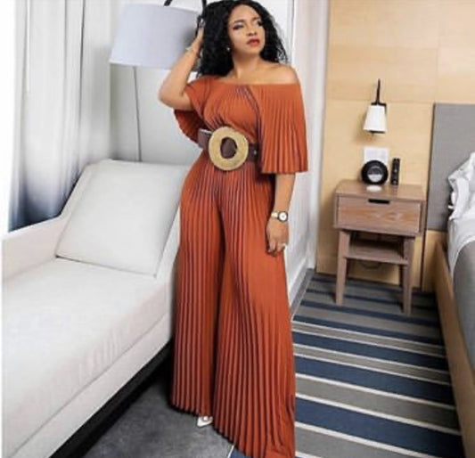 One-Shoulder Pleated  Jumpsuit