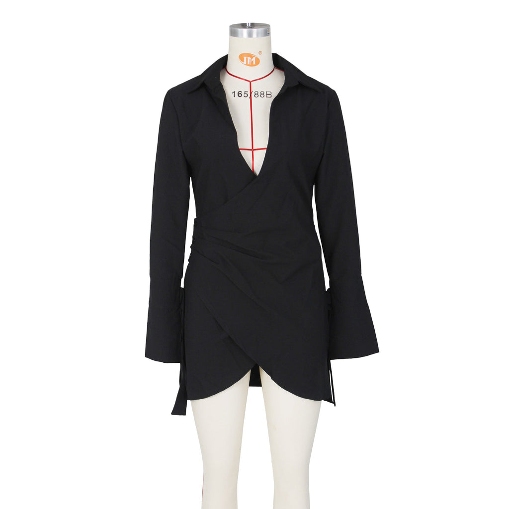 Plunge Mini Shirt Dress